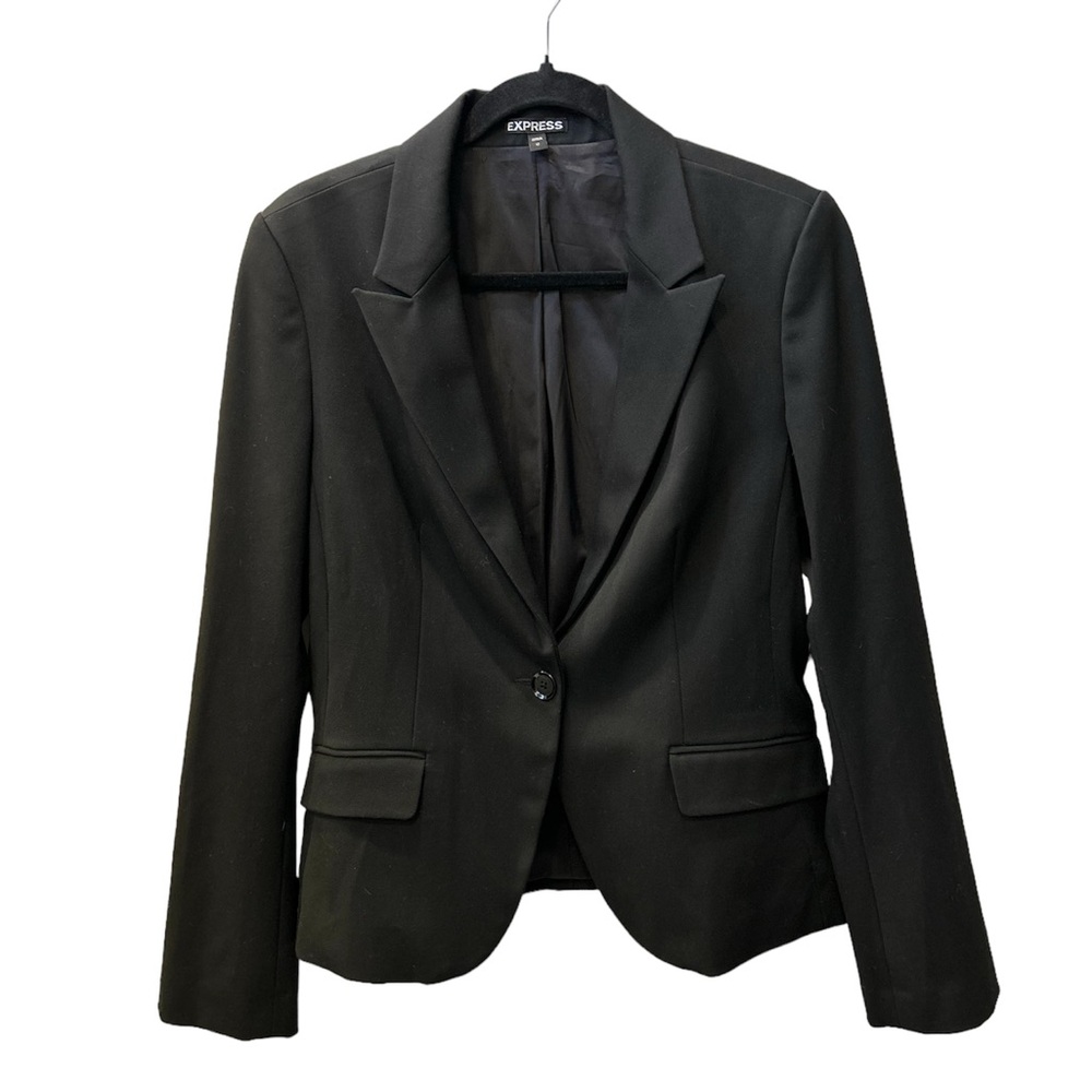 EXPRESS Notched Collar Single Button Black Blazer Size 12